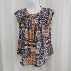 Zac and Rachel Womens Top Scarf Print Size S